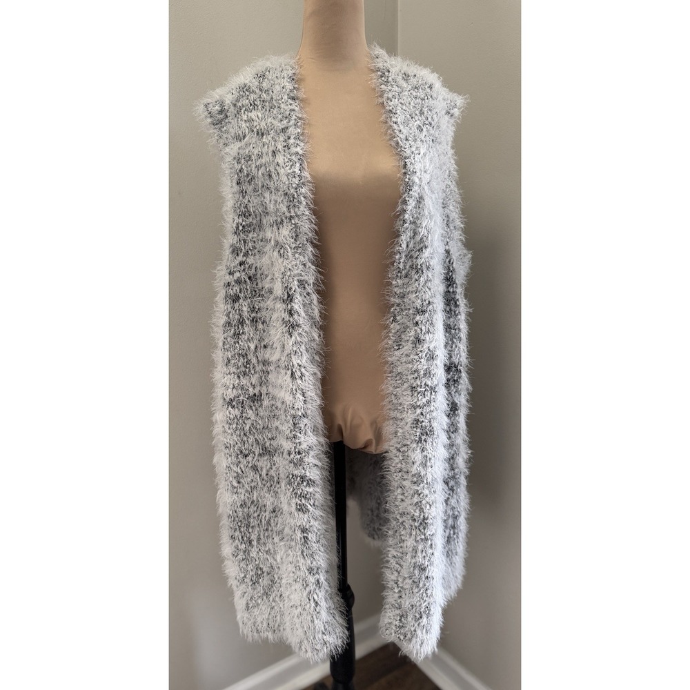 Ellos Eyelash Sweater Vest fuzzy Size: 1X black white